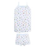 طقم بناتي توب هوت شورت مطبوع ألوان